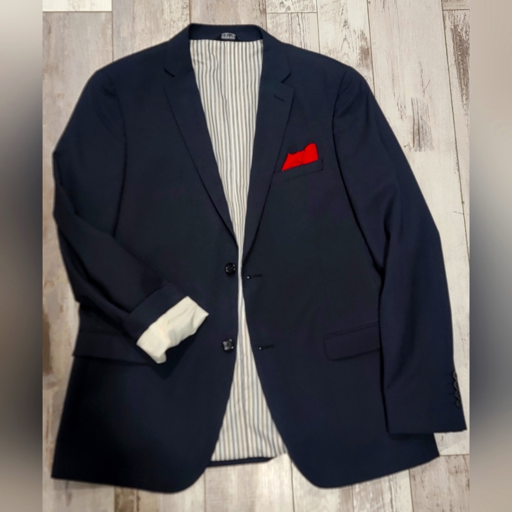 42L Men's West End Blazer Dark Gray/Blue 2 Button Sport Coat Mint Condition
